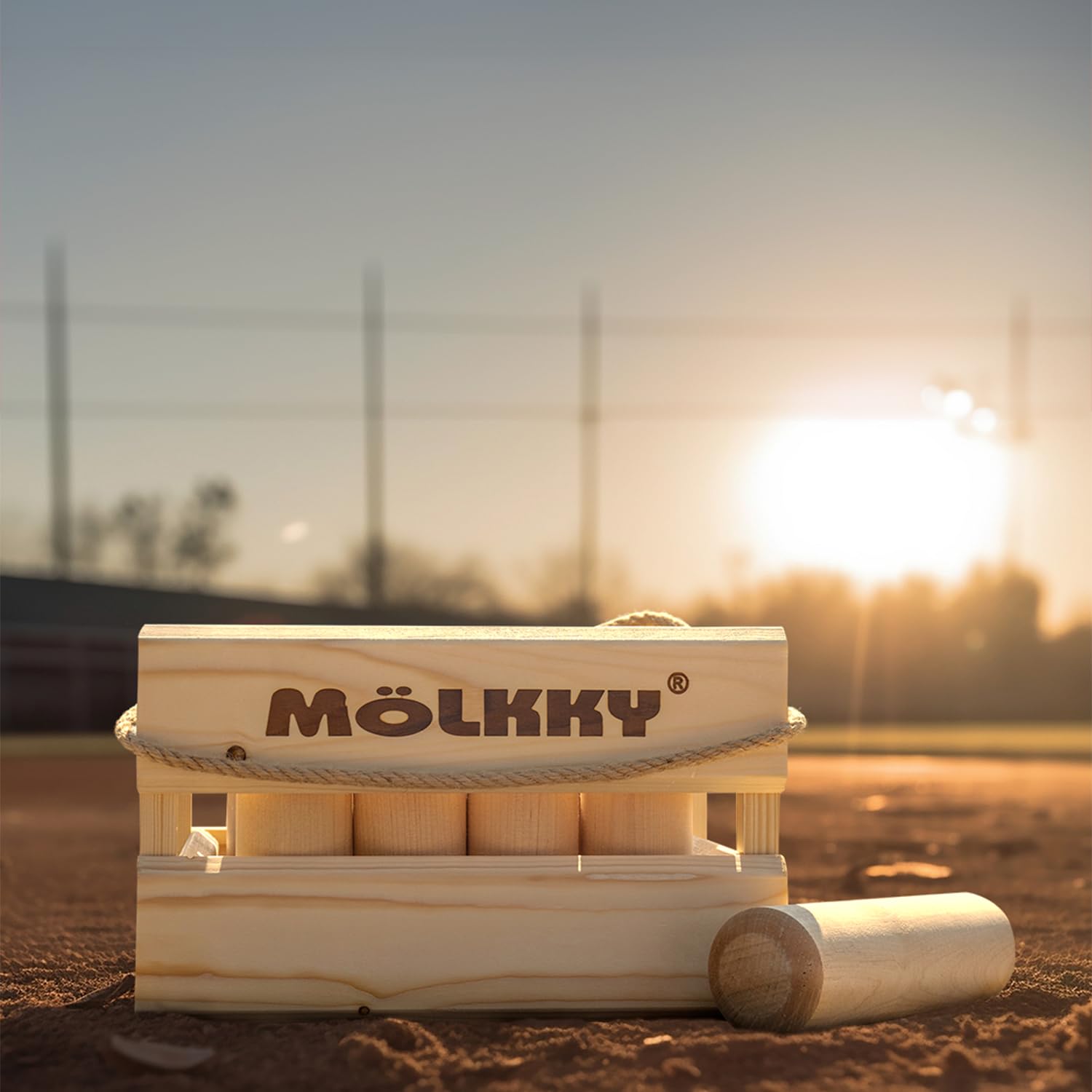 Mölkky Original - Wooden Throwing Games for Outdoor, Yard, Garden, Picnic, Beach, Leisure, Party - Birch Wood 12 Skittles, 1 Stick, Molkky Yard Game Set for Family, Groups, 2+ Players, 6+ Age