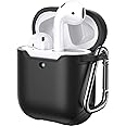 JETech Case Cover for AirPods (1st & 2nd Generation), PC and TPU, Protective Skin with Keychain (Black)