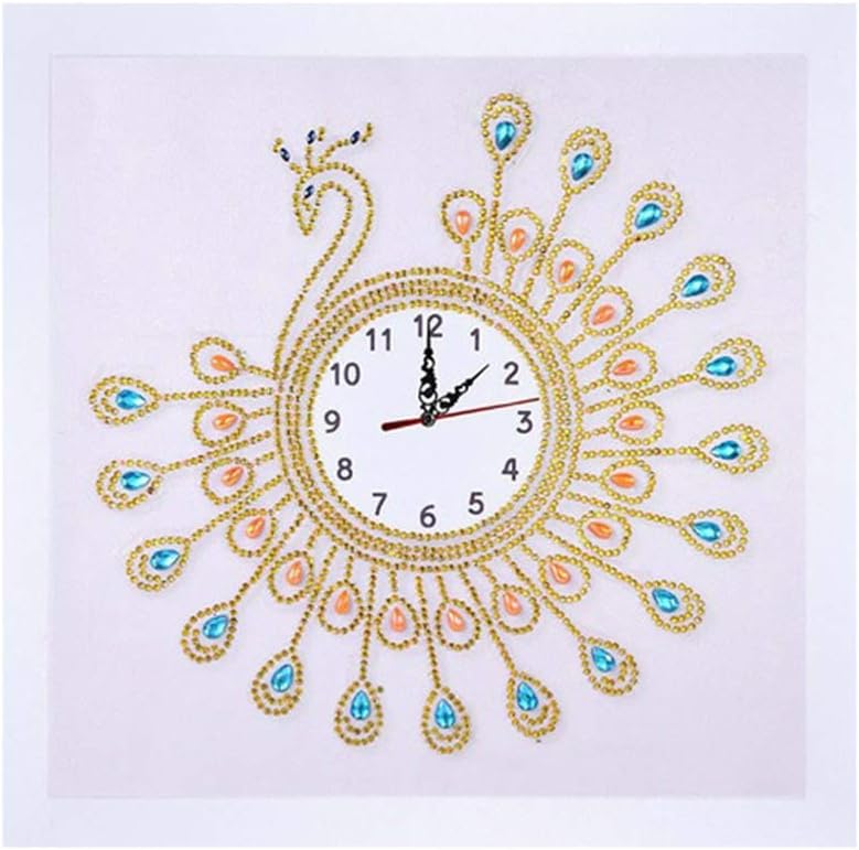 35x35cm Peacock Wall Clock Cross Stitch DIY Partial Multi-Shape Diamond Painting