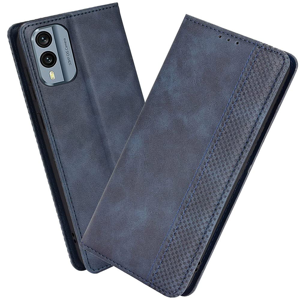XINNI Protective Phone Case for Nokia X30 5G, PU/TPU Vintage Flip Leather Shockproof Cover Magnetic Book Style Wallet, Blue — image 1