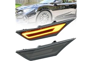 NJSBYL Switchback LED Civic Side Marker Lights Replacement for 2016-2022 Honda Civic Sedan Coupe Hatchback Sequential Amber/White LED Turn Signal Indicator Parking Position Lamp Lights OEM# H02551127N
