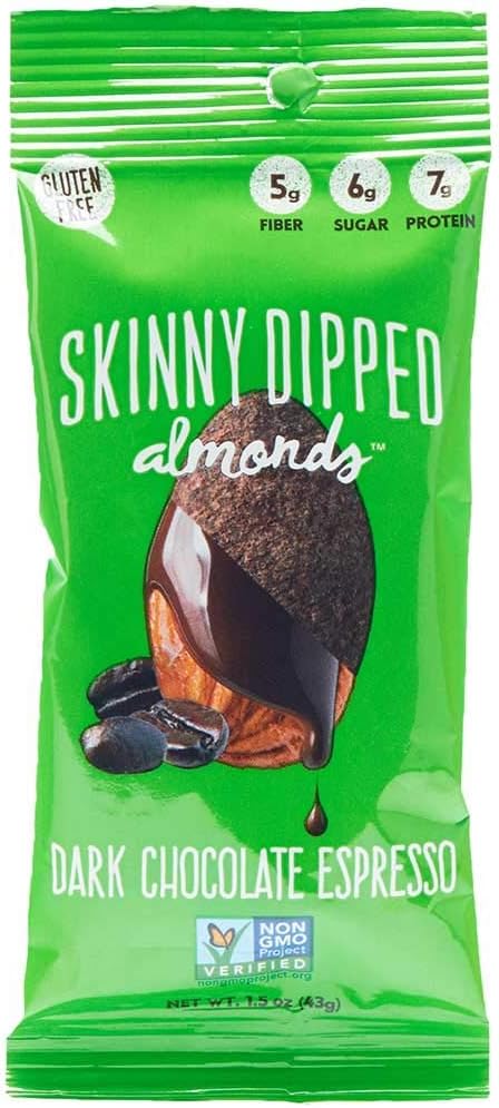 Skinny Dipped Almonds - Expresso Dark Chocolate, 1.5 Ounce -- 40 per case.