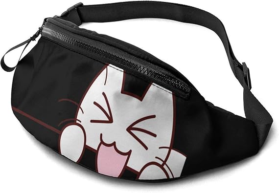 Amazon ウエストバッグ セキュリティウエストポーチ ランニング バッグ 微笑む猫 斜め掛け 多機能 ヒップバッグ 軽量 耐摩擦 シンプル 人気 おしゃれ 旅行 ランニング 仕事 作業用 腰ポーチ メンズ レディース 振り返って ウエストバッグ