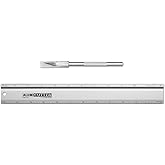 Alumicolor AlumiCutter Aluminum Straight Edge w/Blade for Office, School, Engineering and Framing, 12IN, Silver