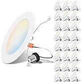 LVWIT 6 Inch 5CCT LED Downlight, 10W 1000 Lumens Dimmable, IC Rated Retrofit LED Recessed Lighting, 24 Pack (2700K/ 3000K/ 40