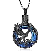 XSMZB Eagle Cremation Jewelry for Ashes Circle of Life Urn Necklace Keepsake Crystal Memorial Pendant Human Pets Ash Holder Gift for Women Men