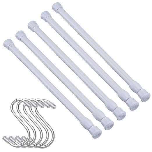 Haoyunte 5pcs Small Tension Curtain Rods Adjustable Curtain Pole