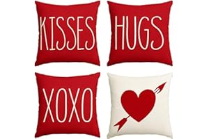 WIOYOI Valentines Day Outdoor Pillow Covers, 18 x 18 inch Set of 4 Waterproof Throw Pillow Cases, Love Cushion Decor for Home Outside Patio Front Porch House Farmhouse(Love A)