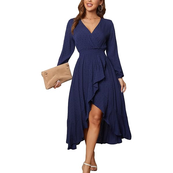 Kormei Women's Floral Maxi Dress – Short Sleeve V-Neck High Low Long Dress, Flowy & Elegant