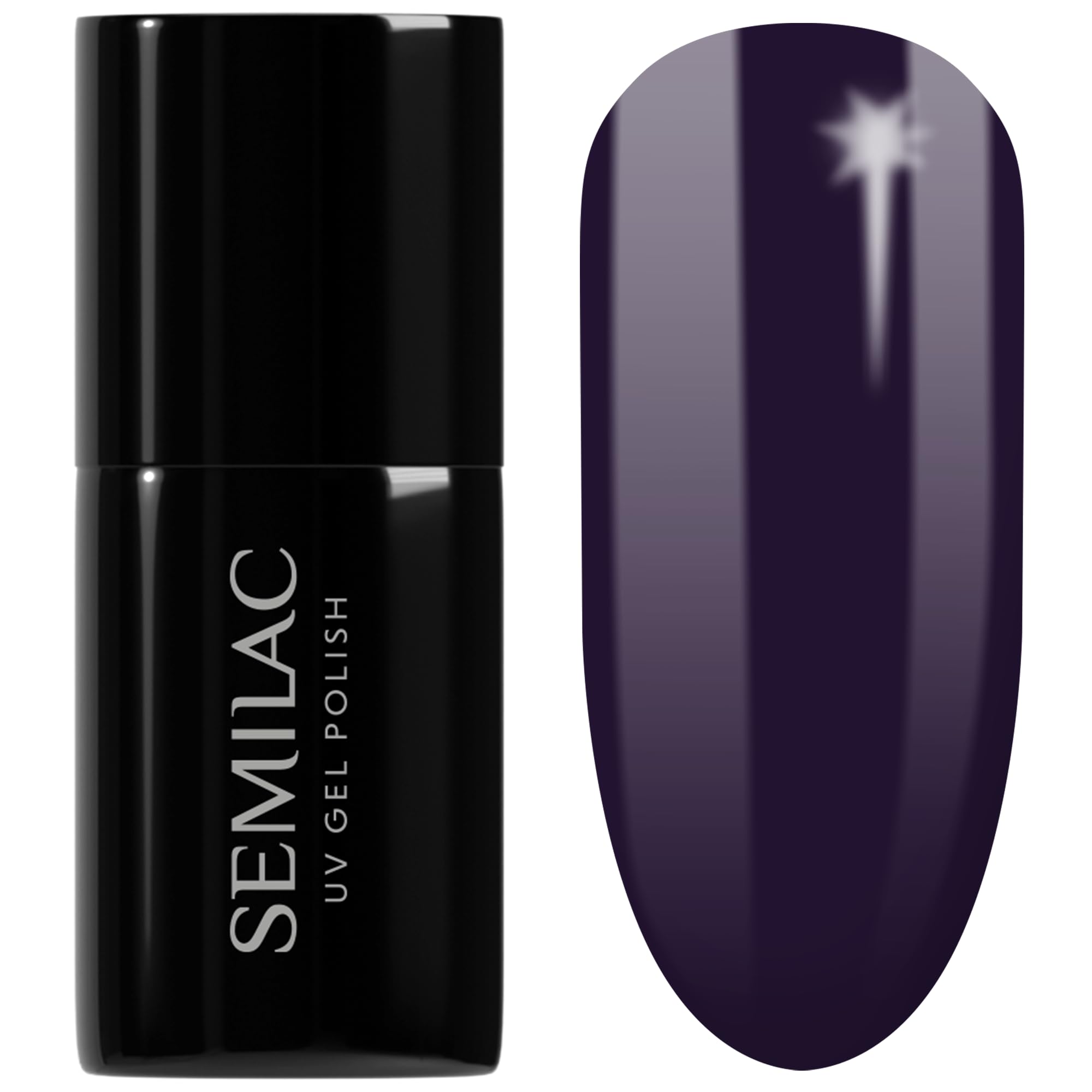 SEMILAC Gel Nail Polish 100 Black Purple - Full Coverage Gel Polish - Soak Off Easy To Use LED/UV Nail Lamp - Long Lasting Manicure and Pedicure up to 3 weeks