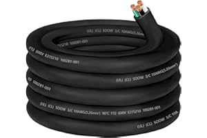 CLLOMAGY 10/3 10 Gauge SOOW Wire 10 AWG 600V SOOW Bulk Cable Electrical 3 Conductor 30A Portable Power Cable Extension Cord for Welder,Generator,Portable Light,Circuits,EV Car Charger,Motor Lead-25ft