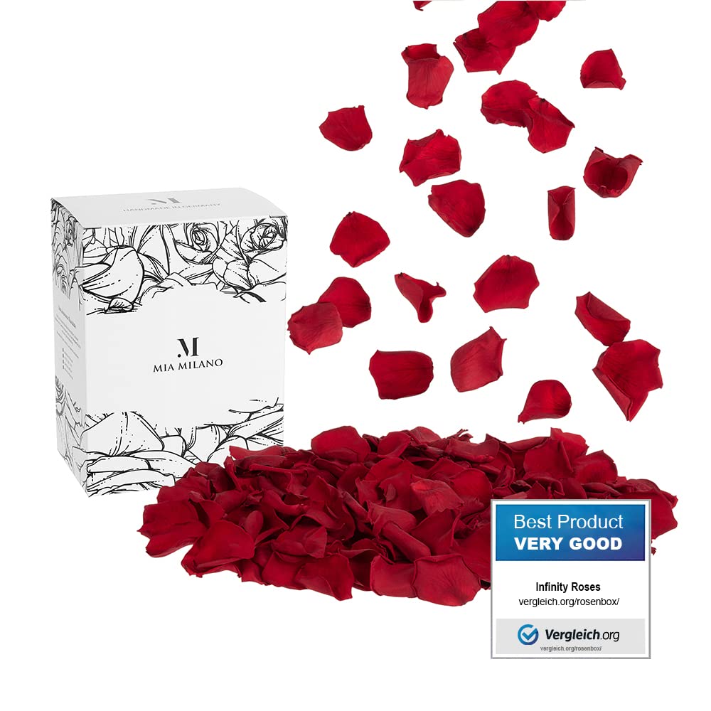 Mia Milano rose petals red dried I Valentine's Day decoration gift I 50 g real rose petals ideal as wedding decoration - 5 year shelf life - Romantic gift for women โ image 1