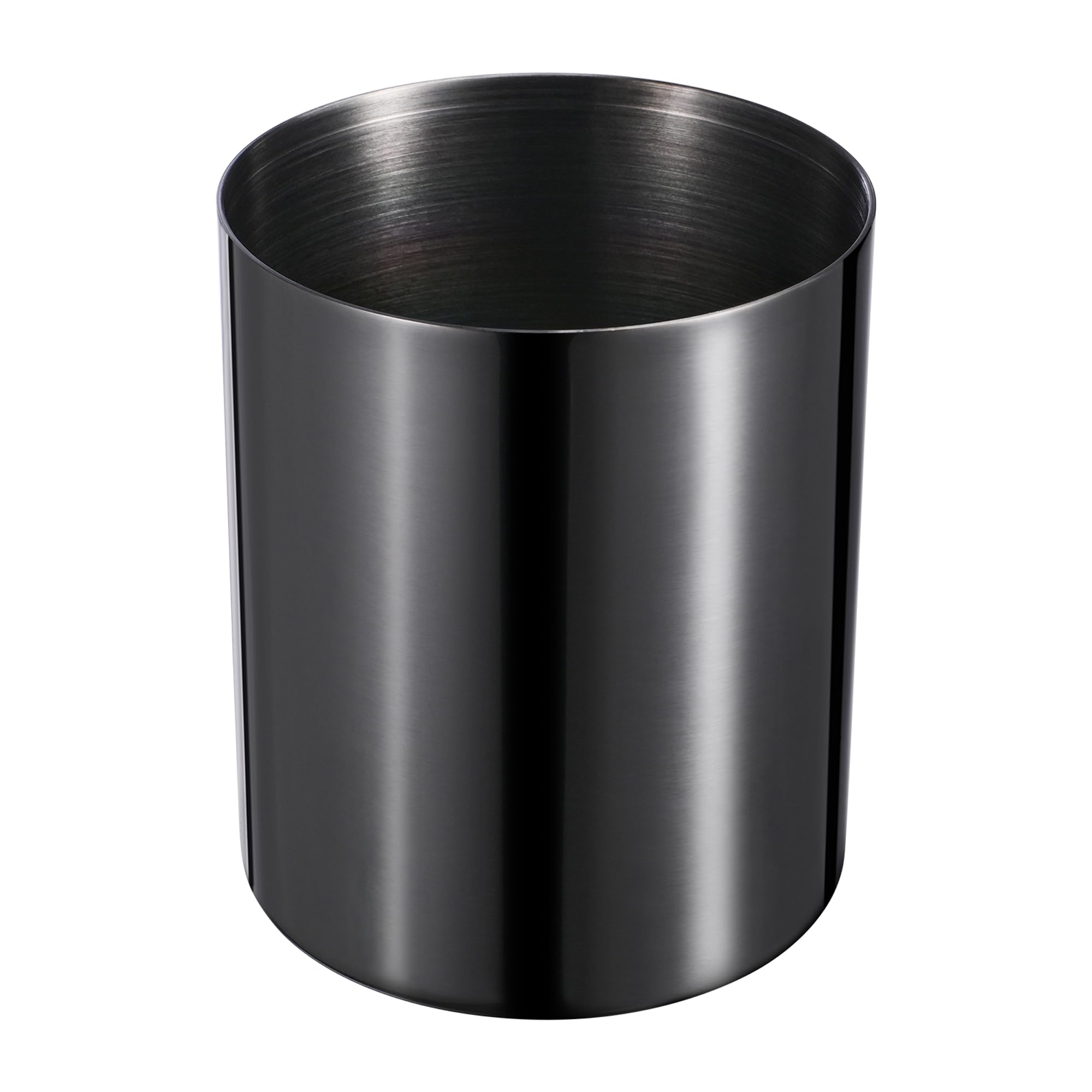 Round 304 Stainless Steel Pen Holder,Desk Stationery Organizer,Makeup Organiser Brush Holder,Vanity Desktop Bathroom Countertop Accessories.Mirror-polished & vacuum-coated,Resistant to Fading.Black