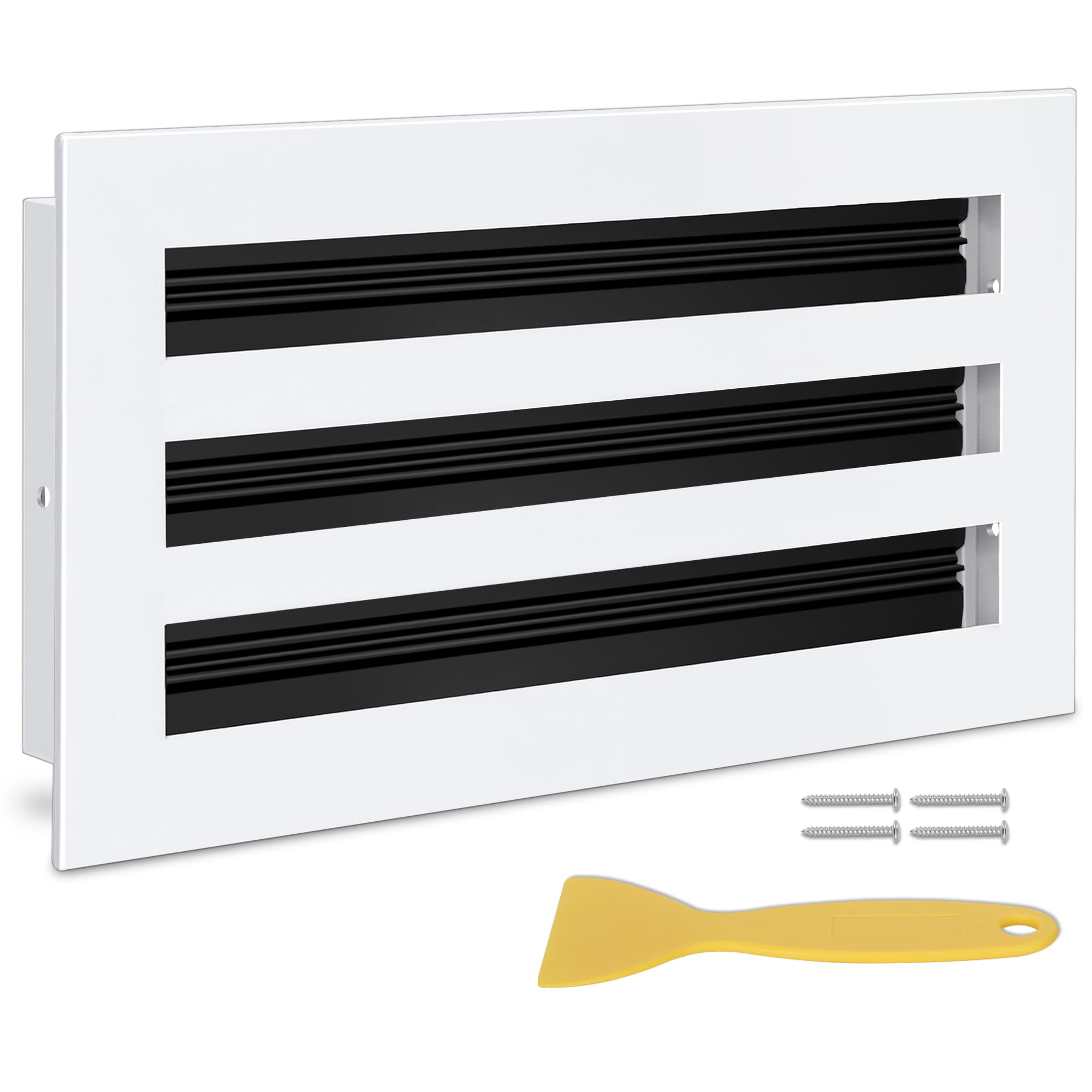 Photo 1 of 12x6 Modern AC Vent Cover, Decorative White Air Vent (Duct Opening Cutout), All Aluminium Standard Linear Slot Diffuser, Low Noise - Register Grille for Ceiling, Walls & Floors