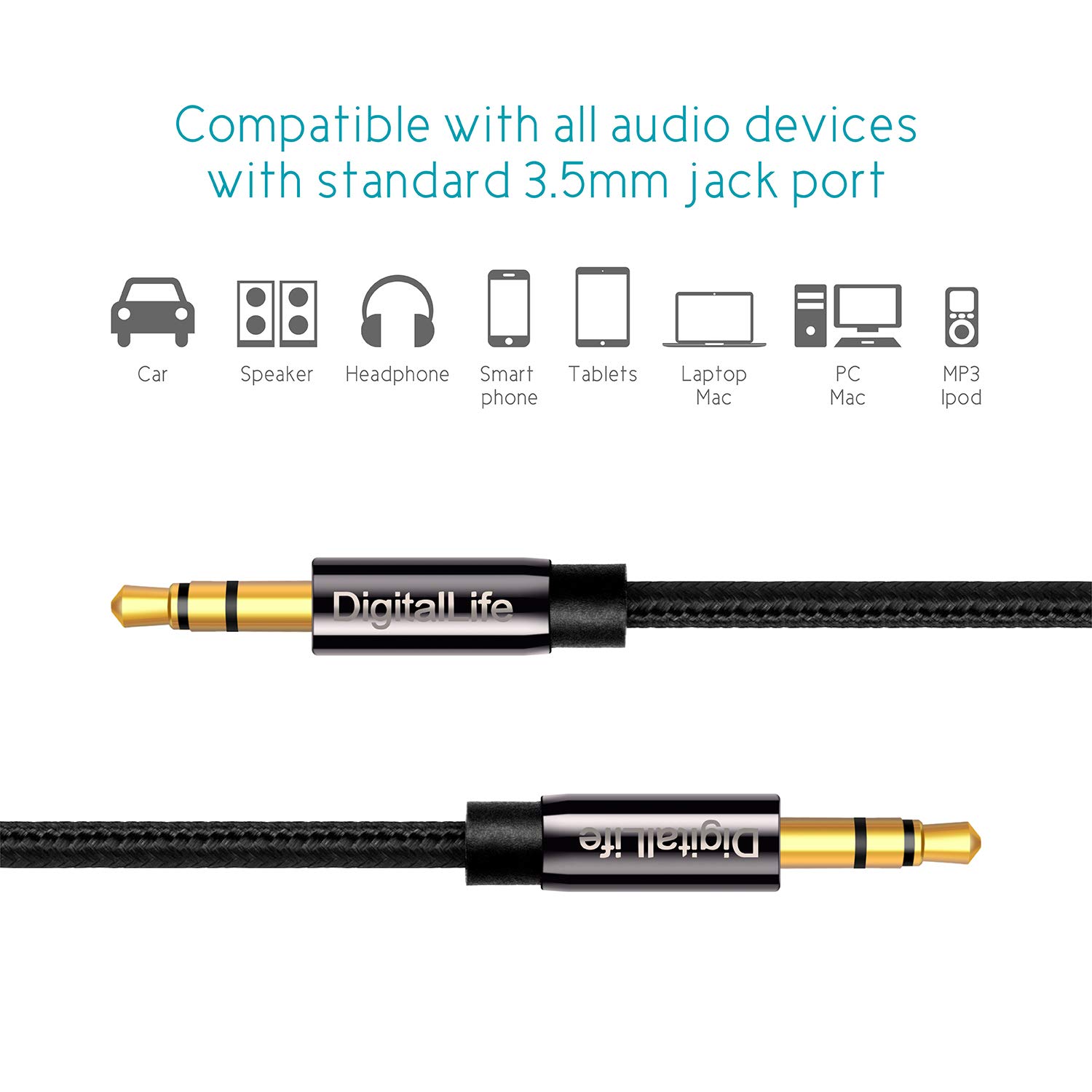 DigitalLife Stereo Audio Cable - 3.5mm Male to 2X RCA Female