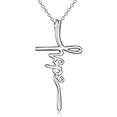 POPLYKE Cross Necklace for Women 925 Sterling Silver Faith Hope Jesus Necklace Religious Jewelry Christian Gifts for Women