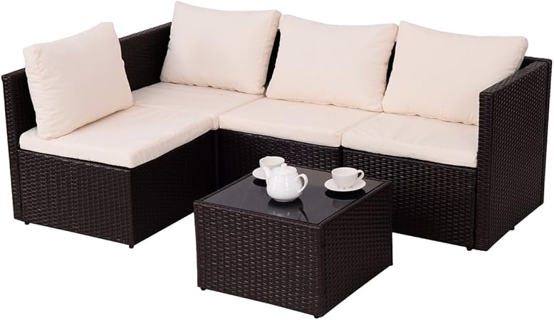 Bomey Rattan Lounge Set I Gartenmobel Set Manhattan 4 Teilig I 3