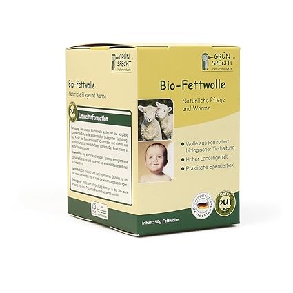 Grünspecht 638-00 Bio-Fettwolle, kbT, Rohwolle, Schafwolle mit hohem Lanolingehalt zur Haut- und Babypflege, 50 g, beige