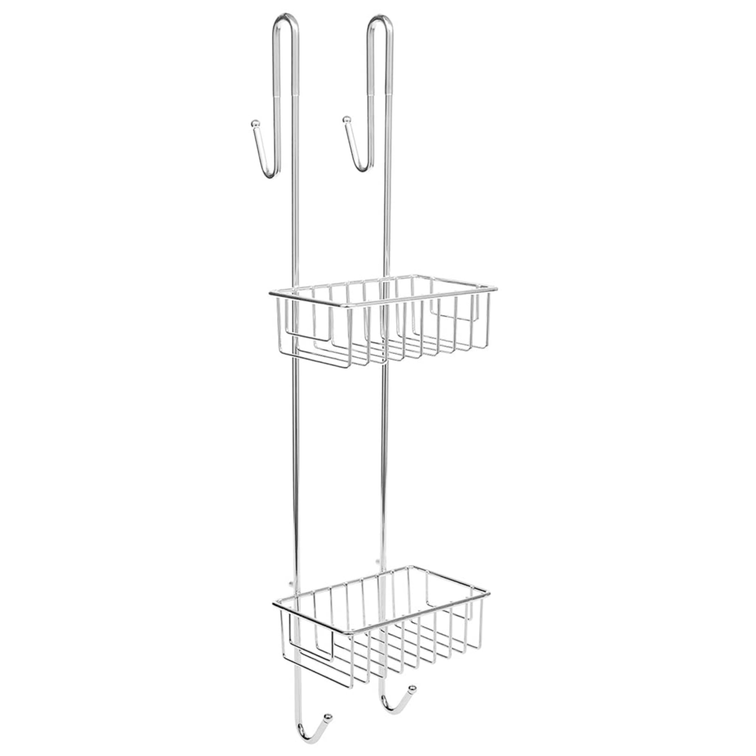 Photo 1 of Bamodi Shower Caddy Hanging - 2 Tier Over Door Chrome Plated - No Drilling Required - Fits Shower Screens up to 0.78 inches - Hangable Shower Rack with 2 Towel Hooks (27.5 x 7.5 x 7.3 INCHES)