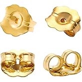 YAKRUNA 14k Gold Filled Earring Backs for Studs 5.8x5.0mm, 2 Pairs Big Golden Butterfly Earring Backings Replacements for Secure Locking, Hypoallergenic Safety Metal Earing Stoppers