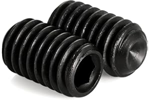 KVOHLUM 50 PCS #8-32 x 1/4" Set Screws, Internal Hex Head Allen Drive Cup Point Screws with Hex Key Wrench, Black 10.9 Alloy Steel
