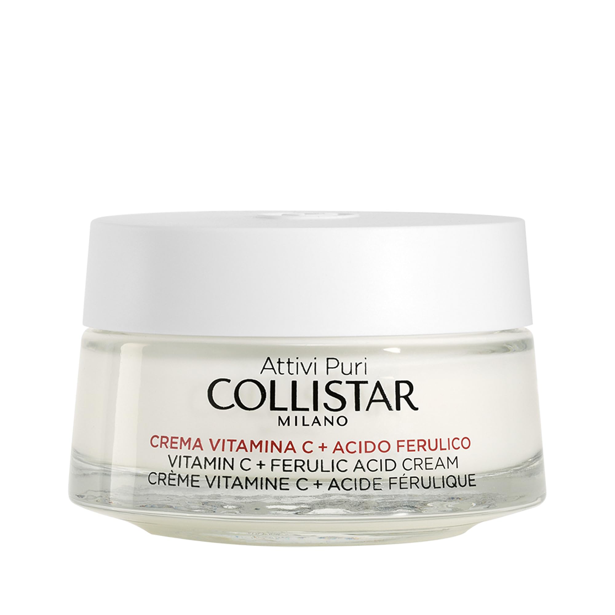 Collistar Attivi Puri Cream with Vitamin C and Ferulic Acid, Antioxidant Moisturising Face Cream for Brightening Effect, Protects Against Oxidative Stress for All Skin Types 50 ml