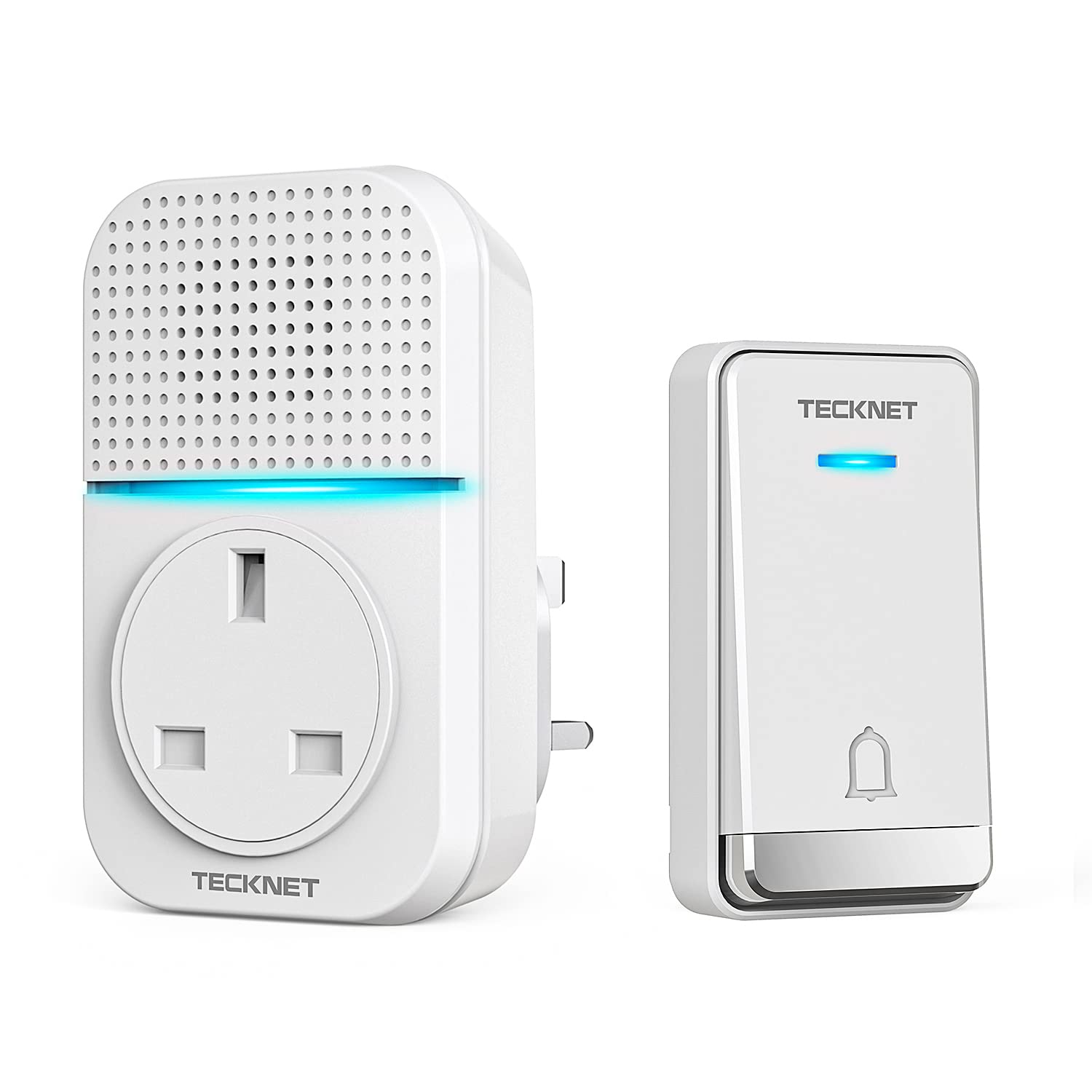 TECKNET Wireless Doorbell, No Battery Required Self-Powered Door Bell Plug in Waterproof IP65 Cordless Doorbell Chime Kits at 1300ft Range with 60 Chimes, 5-Level Volume with LED Light