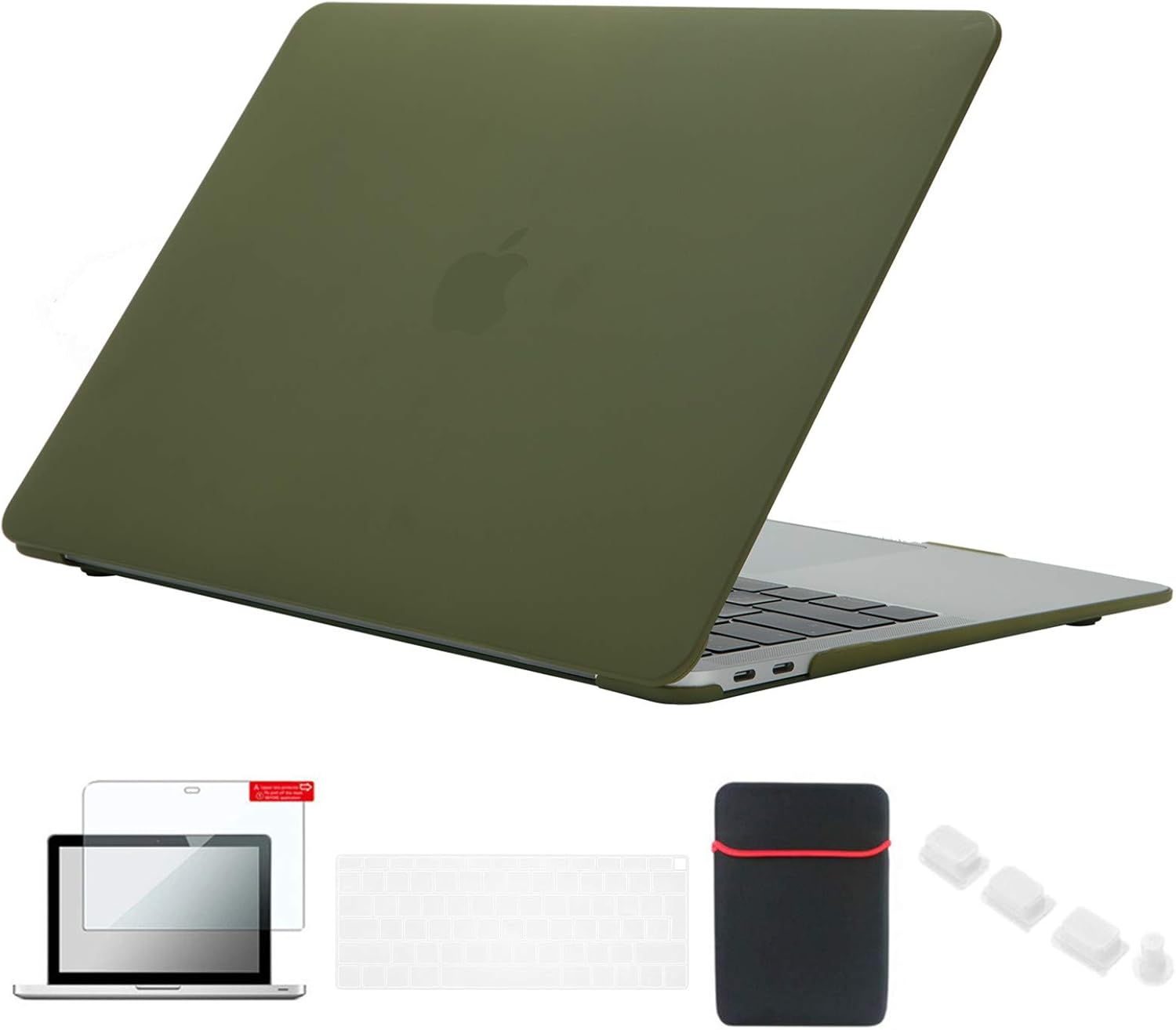 Se7enline compatible with Mac Book Air 13 Inch Case 2024 2023 2022 2021 2020 2019 2018 Hard Shell Case for 13-Inch A1932/A2337/A2179 &Sleeve,Keyboard Cover,Screen Protector,Dust Plug,Avocado Green