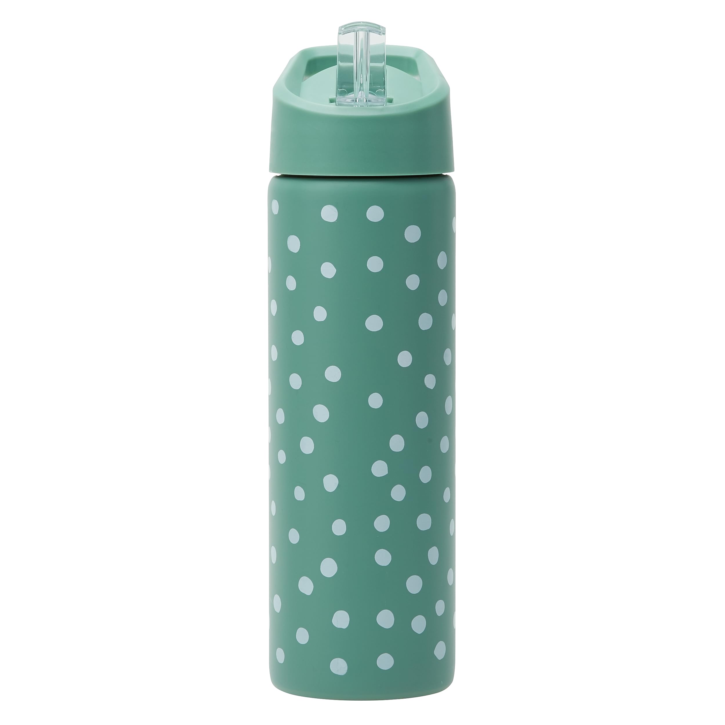 Smash Stainless Steel Water Bottle with Flip Top Lid and Straw - Polka 750ml, Green — image 1