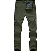 TBMPOY Men's Snow Ski Fleece Lined Hiking Pants Waterproof Winter Snowboard Warm Outdoor Insulated Pants Windproof