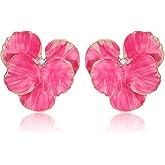 Aprilery Pink Earrings for Women Stud Flower Earrings Trendy Heart Studs Hypoallergenic Statement Earrings Jewelry Gifts