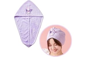 ROFOLO Kawaii Microfiber Hair Towel for Women, Super Absorbent Hair Shower Cap for Long Hair, Quick Dry Towel Wrap with Botton of Cute Hairbands for Women Girls Bath Accessories(Purple)