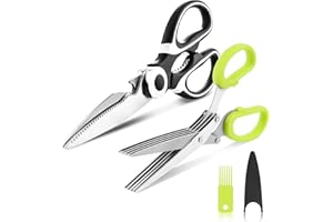 JLJLCIO Kitchen Shears, 2-Pack Heavy Duty Kitchen Scissors, Dishwasher Safe Meat Scissors, Stainless Steel Herb Scissors General Use for Chicken, Poultry, Fish, Chive, Meat, Basil, Multipurpose Sharp Sissors