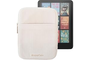 StickieTech Kindle Sleeve - Cute Corduroy 8x6.25 inch Case, Cream Kindle Pouch, 2 Pockets - Compatible with 6-7 inch E-Readers, Ideal Travel Sleeve