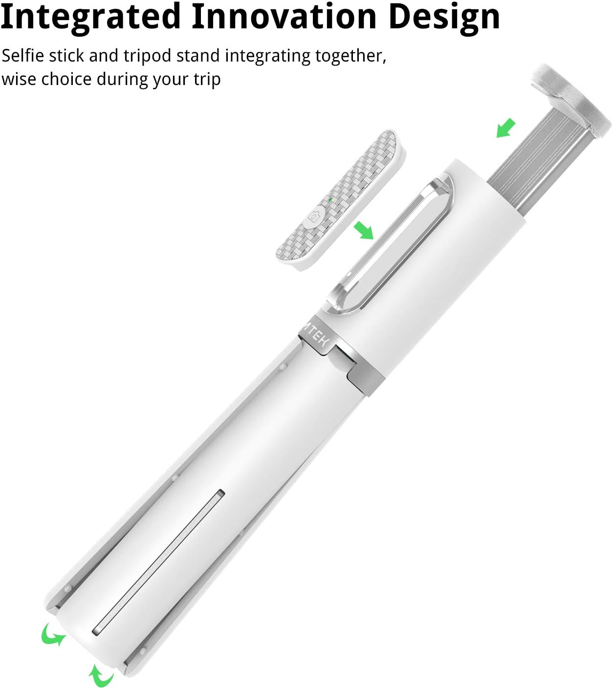 ATUMTEK Selfie Stick Tripod, 3-in-1 Extendable Aluminum Phone Tripod with Detachable Bluetooth Remote - Image 3