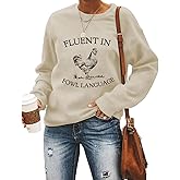 RMTXCD Chicken Sweatshirt for Women Thanksgiving Chicks Graphic Long Sleeve Tops Farm Lover Shirt Fall Casual Loose Pullover