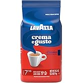 Lavazza Crema E Gusto Whole Bean Coffee Dark Roast 1 kg Bag, Crema E Gusto ,Authentic Italian, Blended and roasted in Italy, 