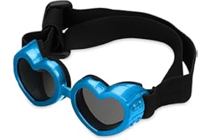 URNAT Dog Heart Shaped Goggles Wind-Resistant – Stylish Cute UV Protection Sunglasses for Outdoor Riding and Walking (Blue)