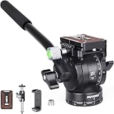 INNOREL F20 Fluid Head,Tripod Pan Tilt Head Mini Pan Metal Camera Video Tripod Head with 2 Arca Swiss Quick Release Plates, Handle, Magic Arm &amp; Phone Clip for Video DSLR Cameras, Max Load 11lb/5kg