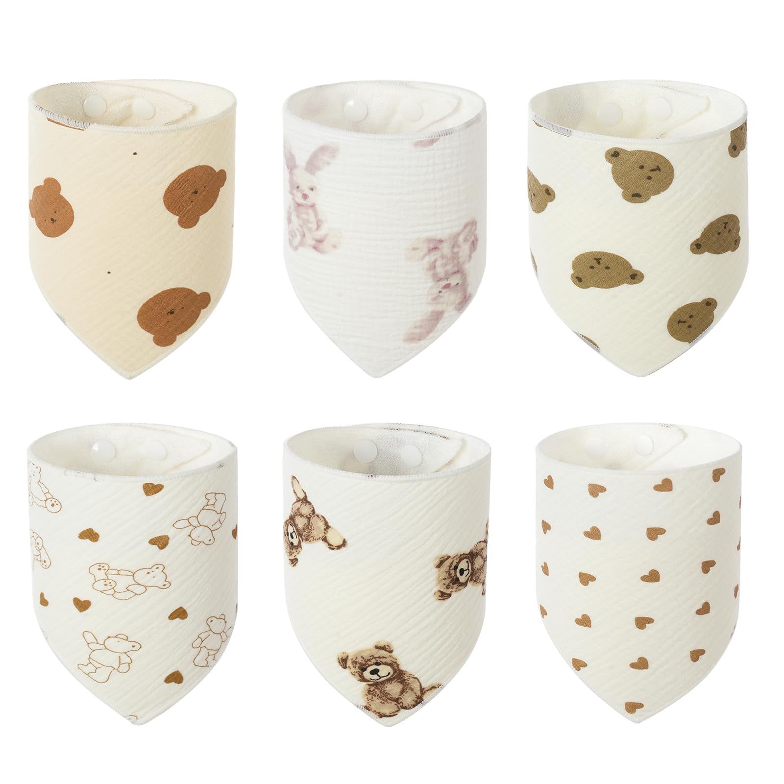 Vicloon Baby Bandana Dribble Bibs Drool Bibs, 6 Pack Baby Bandana Bibs with Adjustable Snaps, Baby Bandana Drool Bibs for Newborns Infants Boys Girls Teething Feeding