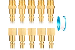 YELUN 1/4 Inch NPT Brass Female and male Air Hose Quick Connect Adapter,Industrial Solid Brass Air Hose Fittings Plug Kit,Air Compressor Fittings (Female and Male Plug 10 Piece)