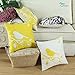 CaliTime Set of 4 Soft Canvas Throw Pillow Covers Cases for Couch Sofa Home Decoration Shadow Bird Tree Branches Silhouette 18 X 18 Inches Bright Yellow
