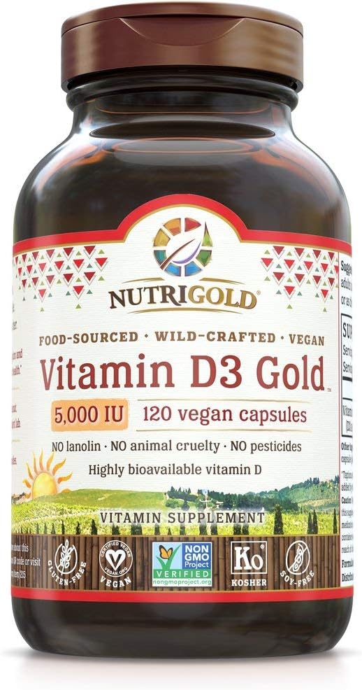 Nutrigold Vitamin D3 Gold 2000 IU, 180 mini softgels GMO-free, Preservative-free, Soy-free, USP Grade Natural Vitamin D in Organic Olive Oil