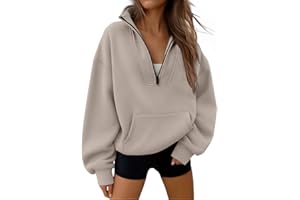 Trendy Queen Womens Sweatshirts Quarter Half Zip Pullover Oversized Hoodies Fall Fashion 2025 Winter Fleece Jackets Sweaters