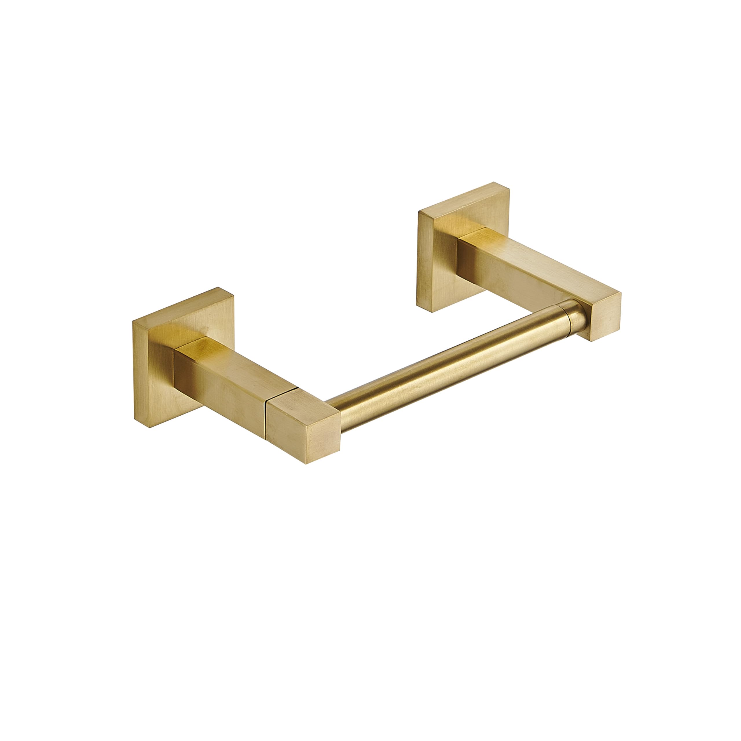 Toilet Paper Holder, Brushed Gold Double Post Pivoting Square Tissue Holders Roll Holder Hangers Toilet Paper Stand Stainless Steel Modern Wall Mounted
