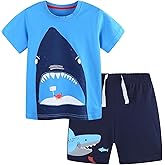 Bumeex Toddler Boy's Cotton Short Sleeve T-Shirt and Short Set 2-7Y