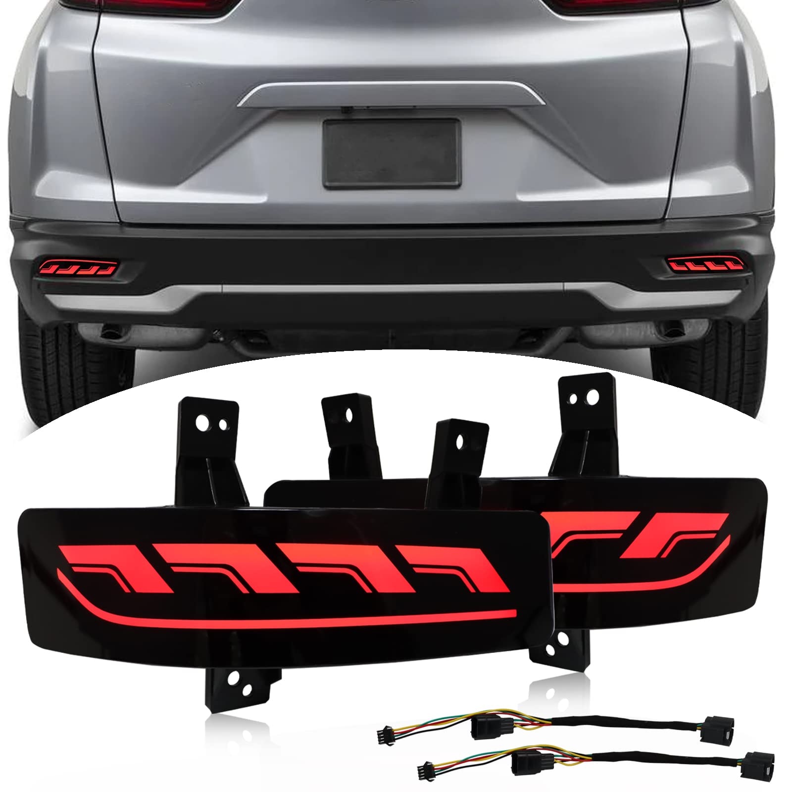 Smoked Rear Bumper Reflector Red LED Tail Brake Lights For 2002-2004 Honda CR-V - Foto 3