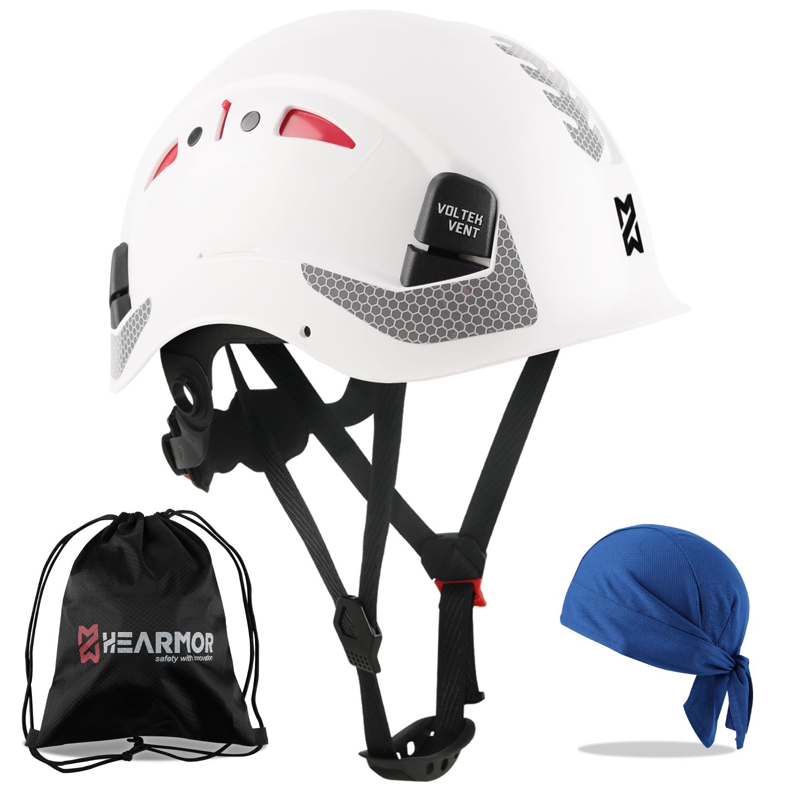 HEARMOR Safety Hard Hat ANSI Z89.1 & EN397 Certified, Adjustable ABS Construction Helmet with 6-Point Ratchet Suspension, Breathable Cooling Liner & Carry Bag - Lightweight Durable Head Protection