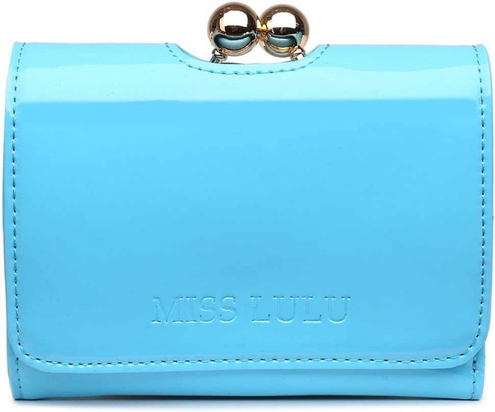 Miss Lulu Small Ball Clasp PU Patent Leather Clutch Wallet Purse