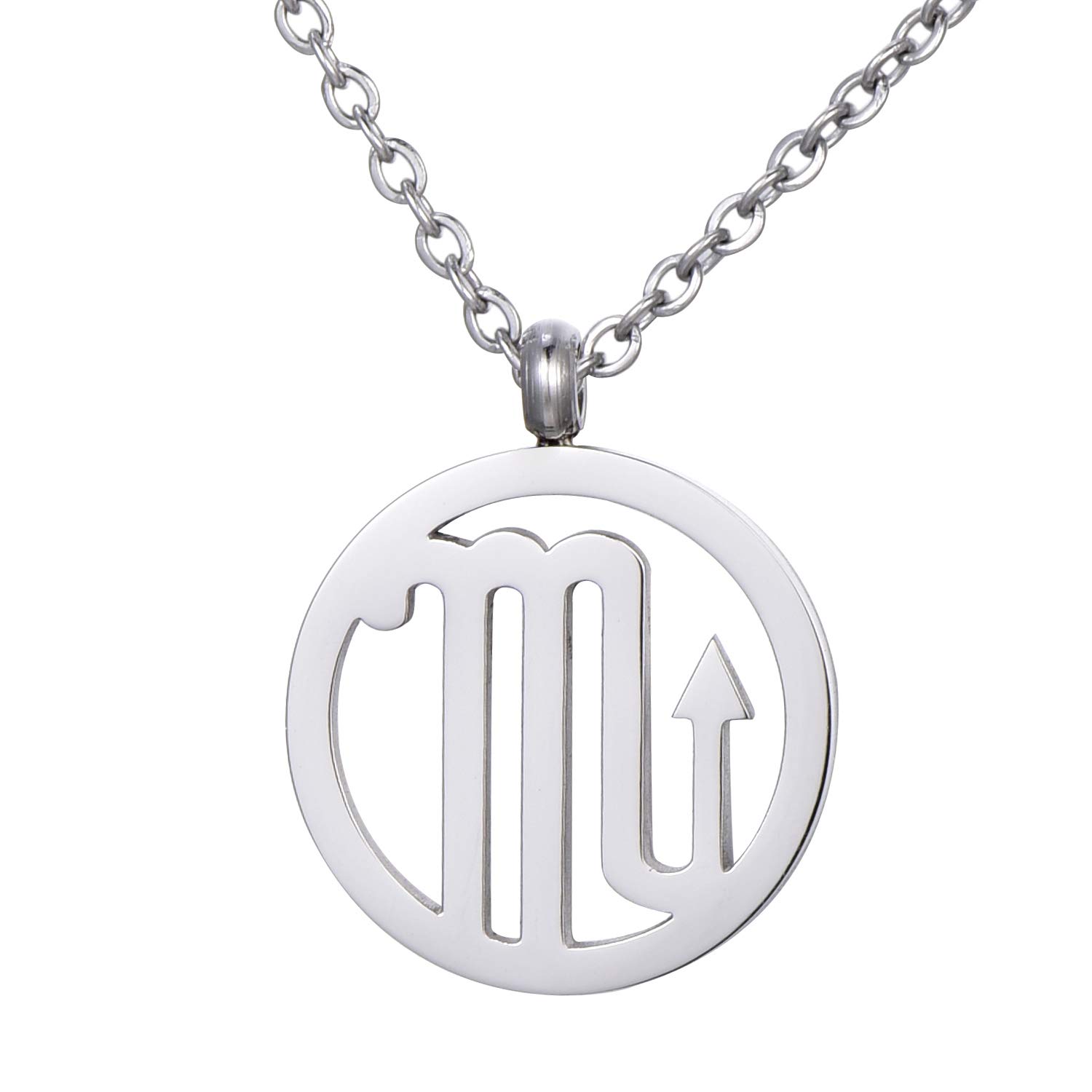 Morella Women's Stainless Steel Necklace Silver with Pendant Star Sign Scorpio in a Velvet Bag โ image 1